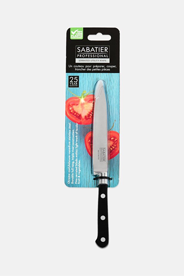 Serrated Utility Knife 12cm, Black