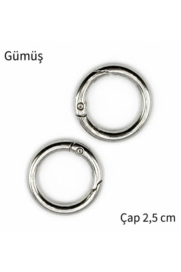 Metal Spring Bag Ring 1 Pair 2.5 cm - Silver