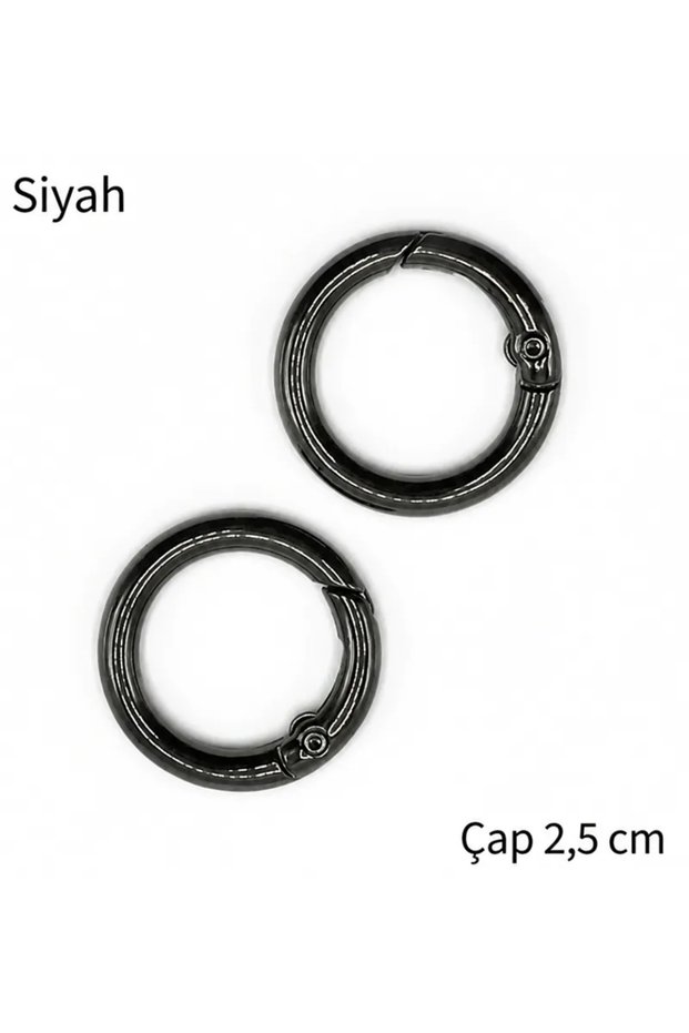 Metal Spring Bag Ring 1 Pair 2.5 cm - Black