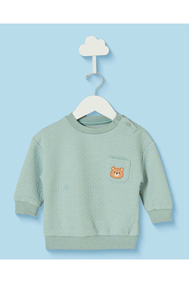 Infant Boys Green Jacquard Sweatshirt