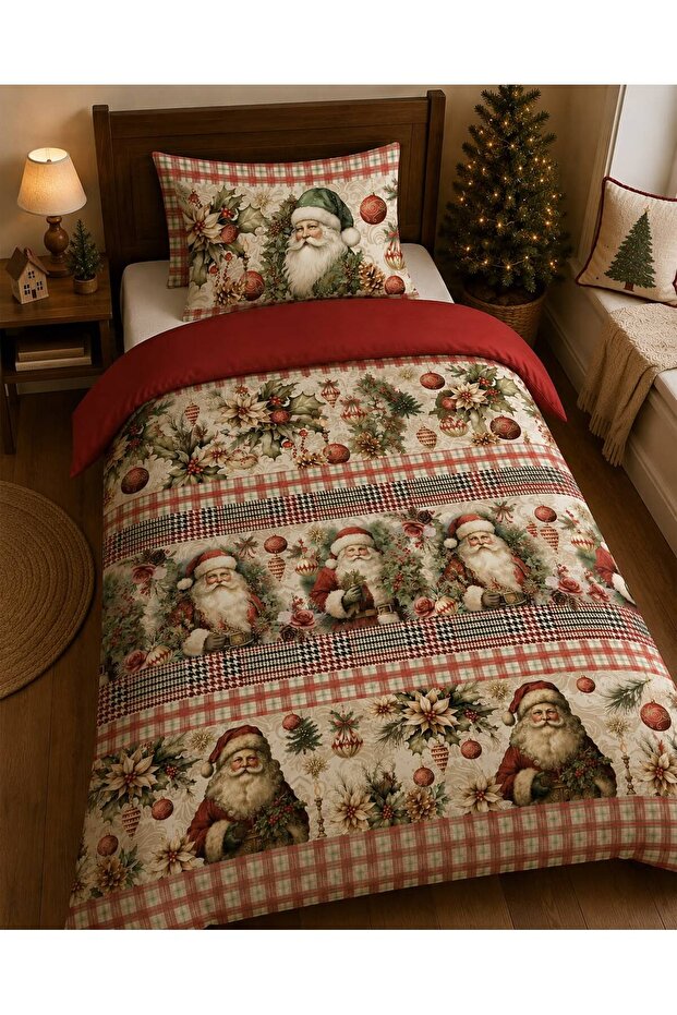 Christmas Themed, Christmas Patterned Single Duvet Cover Set