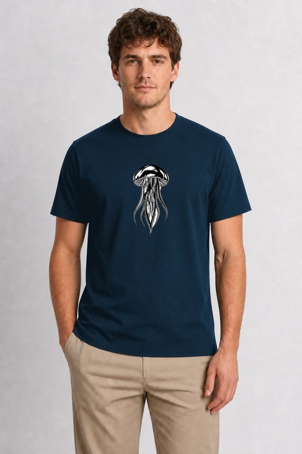 Men's Metallic Reflective Jellyfish - Navy Blue