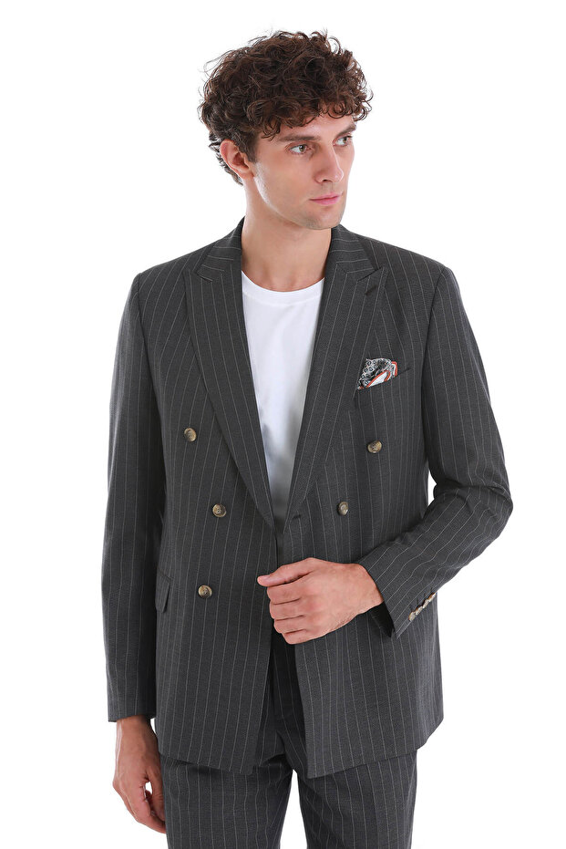 Brown Regular Fit Double Breasted Suit