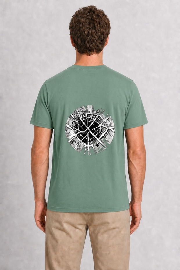 Men's City Roads Map - Back Print - Green