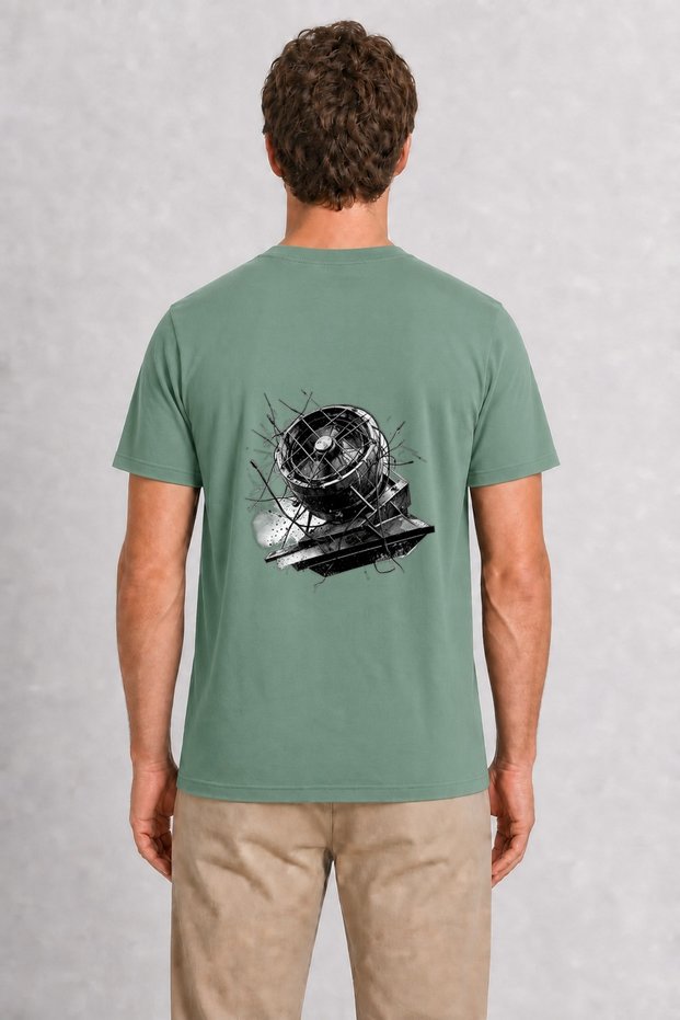 Men's Cyber-Grunge Roof Vent Graphic - Back Print - Green