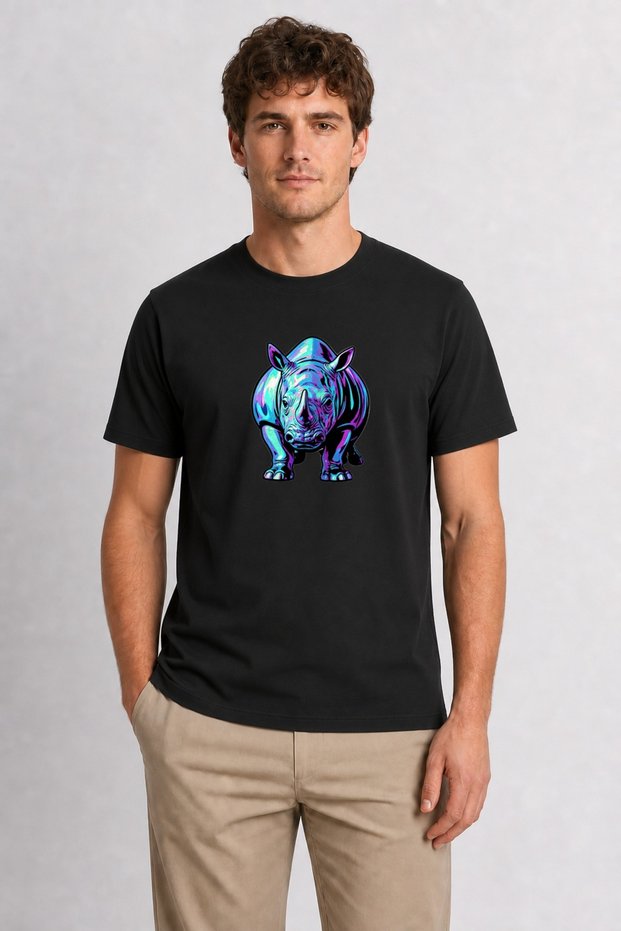 Men's Pop-Art Rhino Design - Black