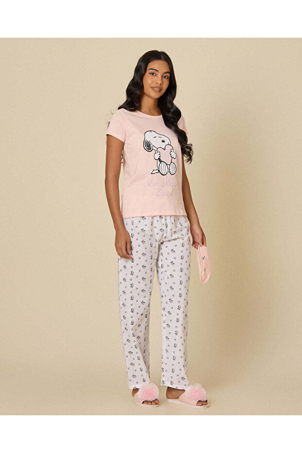 Women Pink Printed Character Pyjama Set