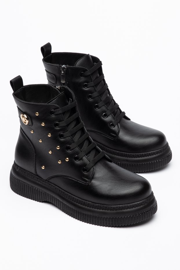 Women's Troklu Mc Accessory Lace-Up and Zippered 002 Non-Slip Thick Sole Boots & Booties