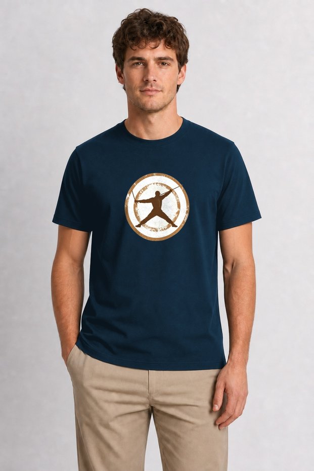 Men's Retro Fencing Posture - Navy Blue