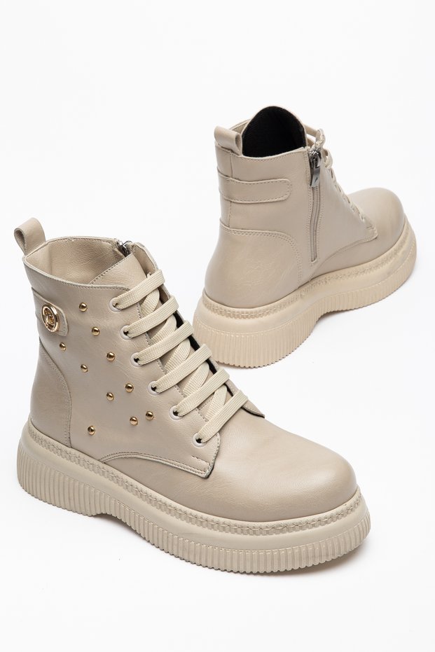 Women's Troklu Mc Accessory Lace-Up and Zippered 002 Non-Slip Thick Sole Boots & Booties