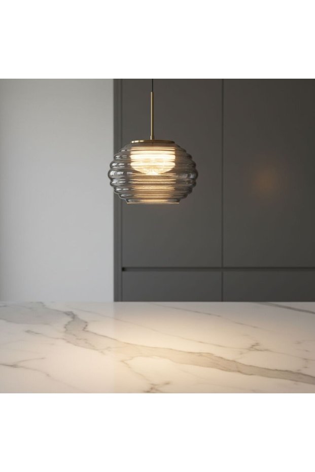 Asher Pendant Lamp – Metal And Glass – Smoke Grey – Adjustable Length Up To 2 M, Glass, Acrylic