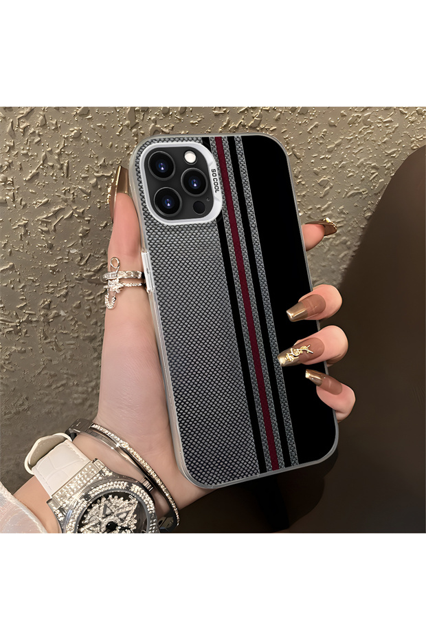 iPhone 15 Pro Max Compatible High-Quality Stylish Vertical Stripe Pattern Hard Case, Shock Protection