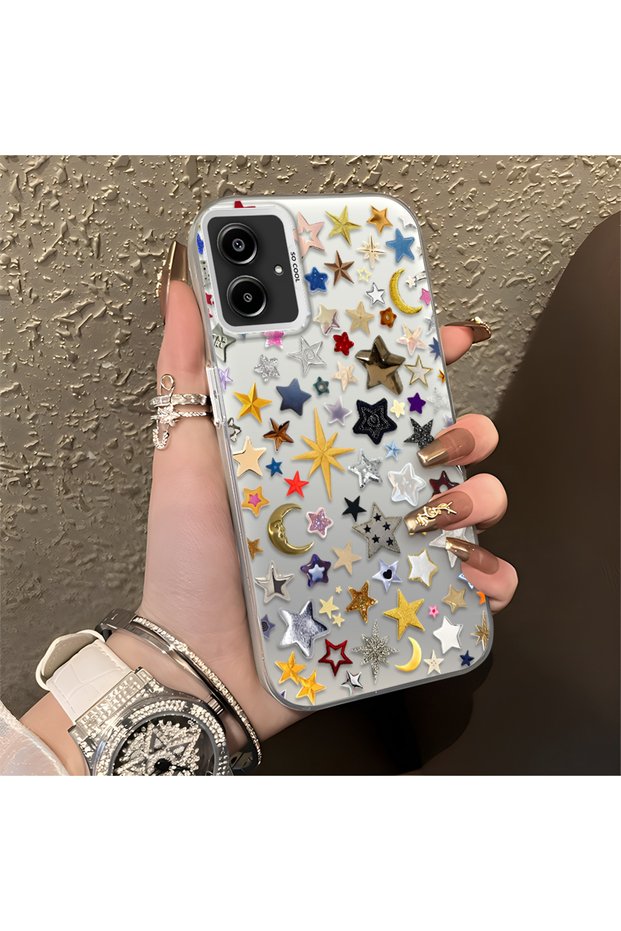 Samsung Galaxy A06 4G/5G Compatible Fantastic Star Moon Pattern Case, Durable Hard Case