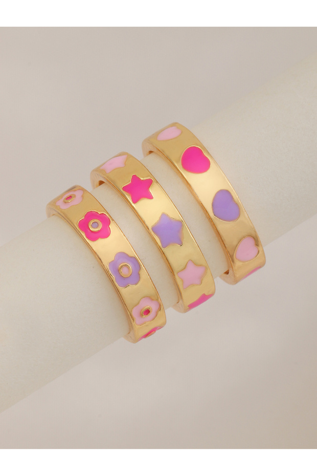 Pack of 3 - Heart and Star Detail Ring