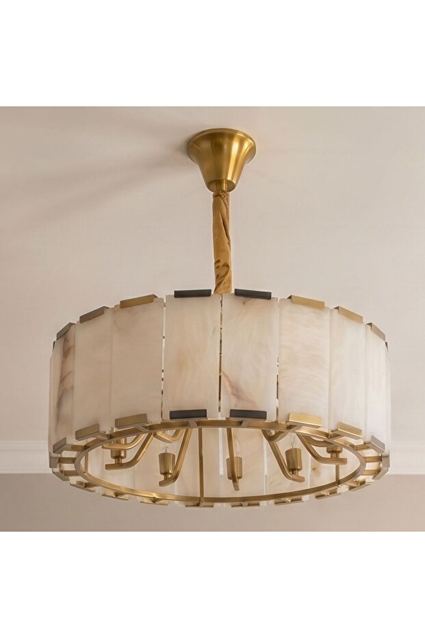Verona Marble Chandelier 60Cm, White, L 68 x W 68 x H 32 cm, Marble, Iron