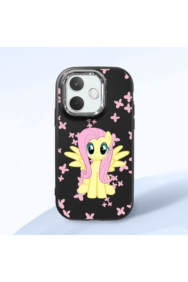 Oppo A5 Pro 4G/5G Compatible Shock-Absorbing Camera Protected Black Silicone Case Fluttershy