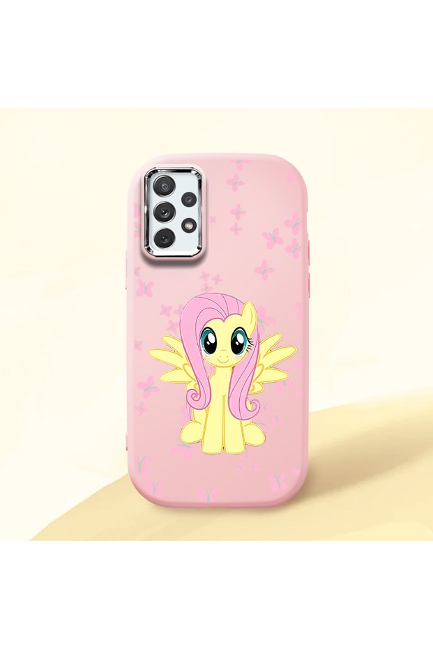 Samsung Galaxy A72 Compatible Shock-Absorbing Camera Protected Pink Silicone Case Fluttershy