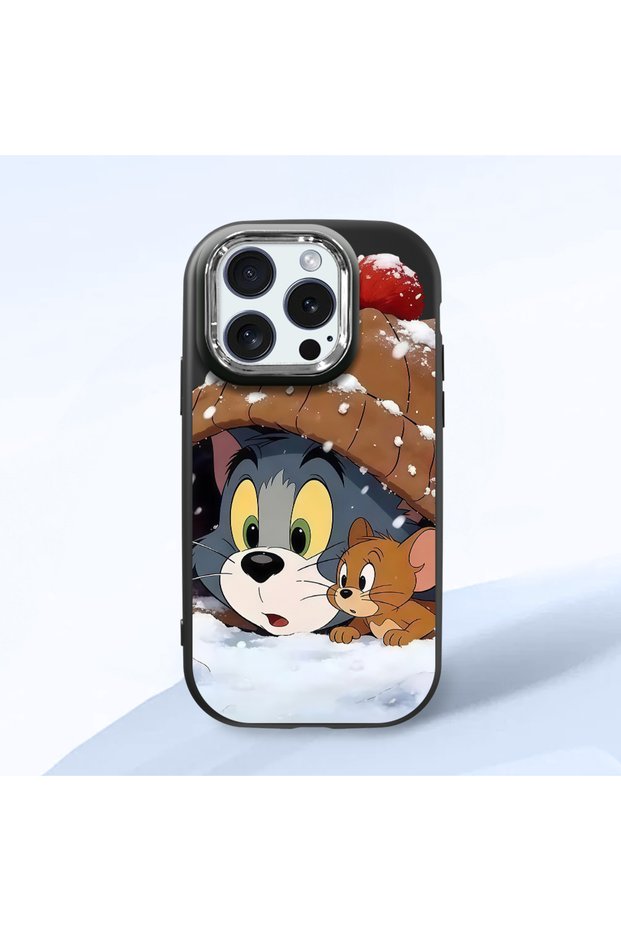 iPhone 15 Pro Compatible Shock-Absorbing Camera Protected Black Silicone Case Jerry