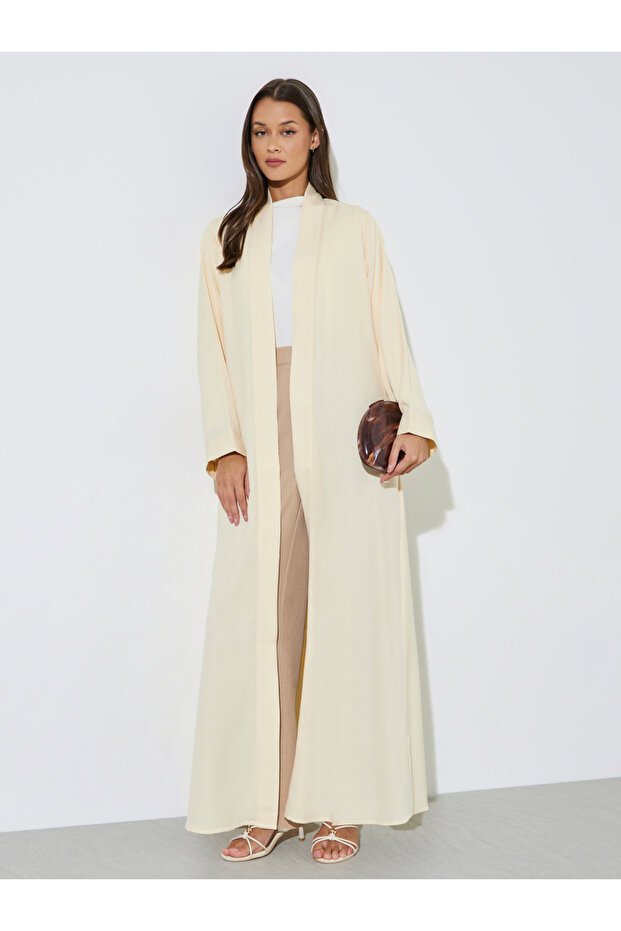 Yellow Solid Open Front Maxi Abaya