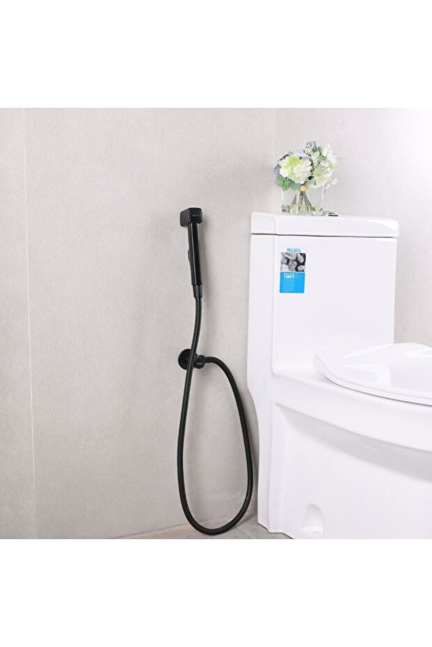Square Shattaf - Black - 3-Year , PVC, PVC Shattaf, Handheld Bidet Spray Set