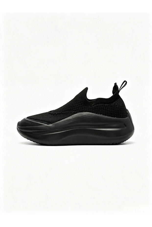 Unisex Black Knit Slip-On Sneakers