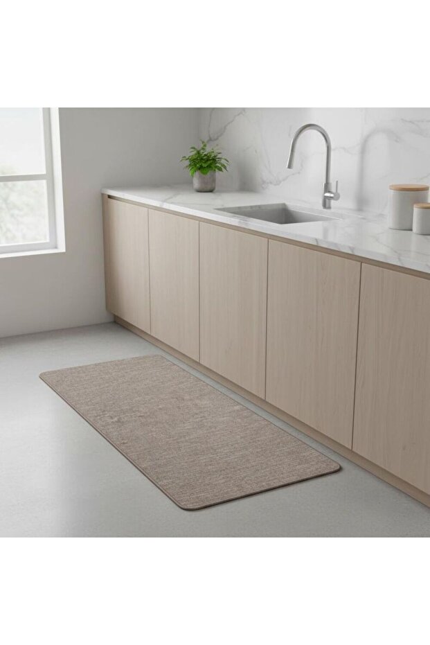 Beluxe, Softy Fabric Anti Slip Washable Kitchen/area Mat 45X75Cm Beige, PES Fabric+Rubber Backing