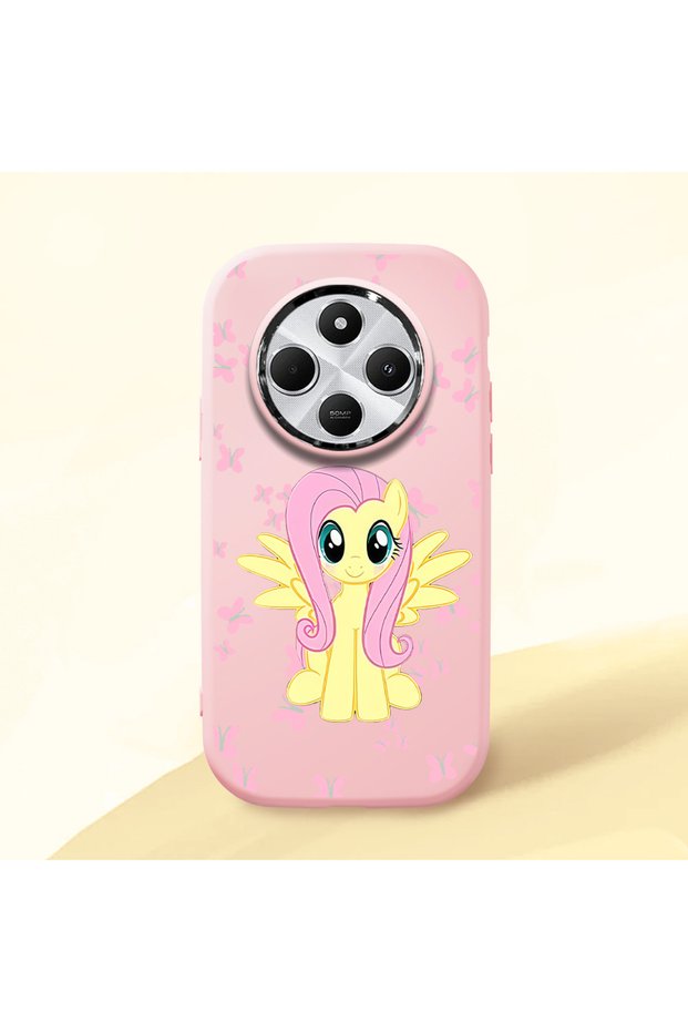 Redmi A4 Compatible Shock-Absorbing Camera Protected Pink Silicone Case Fluttershy