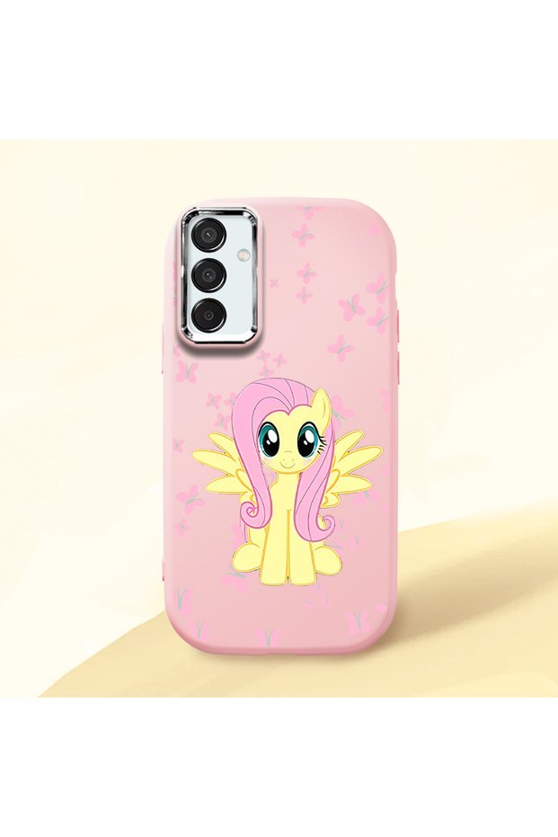 Samsung Galaxy M15 Compatible Shock-Absorbing Camera Protected Pink Silicone Case Fluttershy
