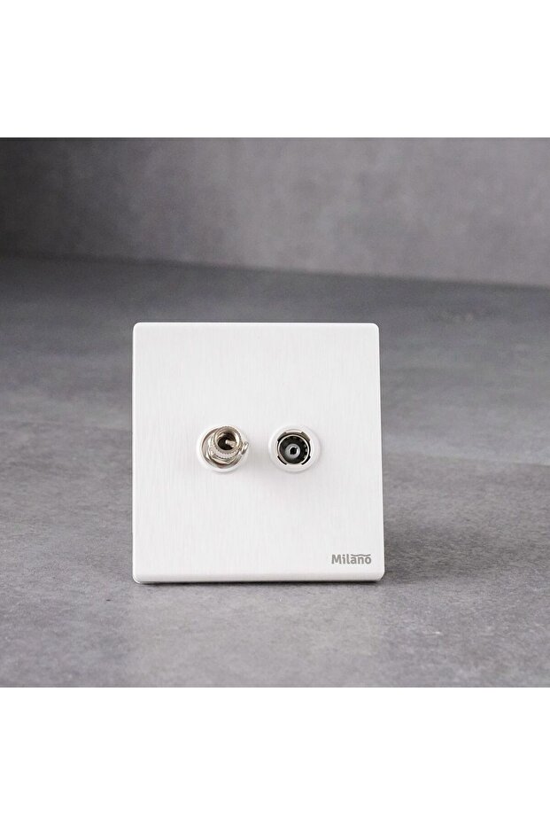 TV And Satellite Outlet Aura White, Brushed White, Phosphor Copper, Switches, 86 x 90