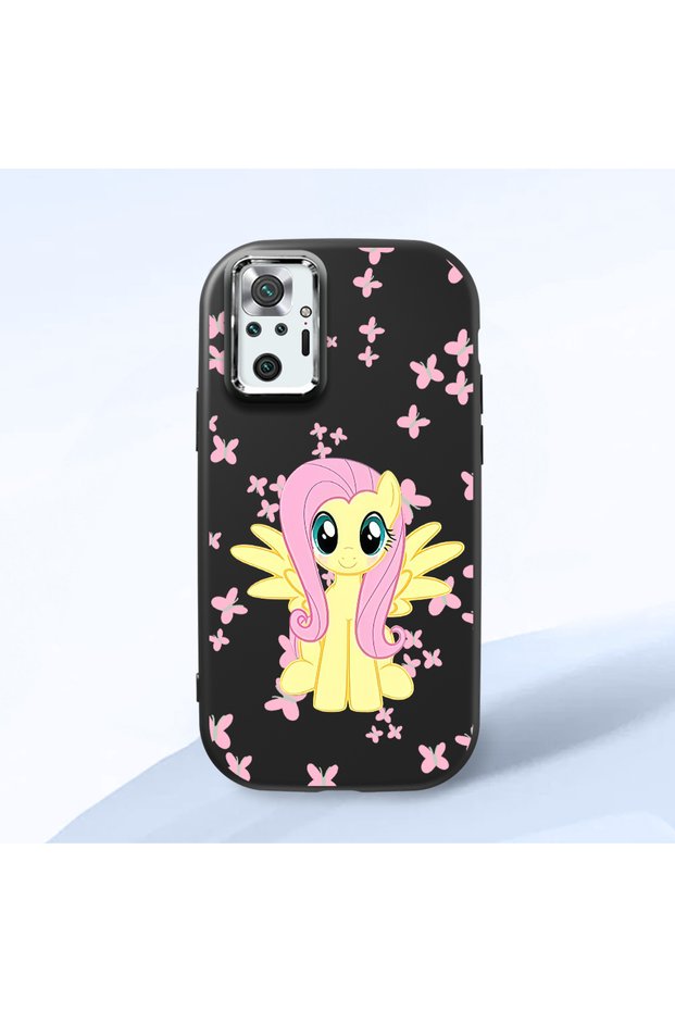 Redmi Note 10 Pro Compatible Shock-Absorbing Camera Protected Black Silicone Case Fluttershy