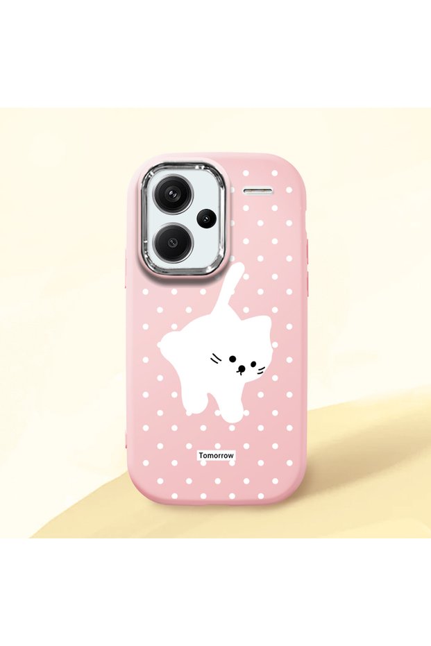 Redmi Note 13 Pro Plus+ 5g Compatible Shock-Absorbing Camera Protected Pink Silicone Case Cat