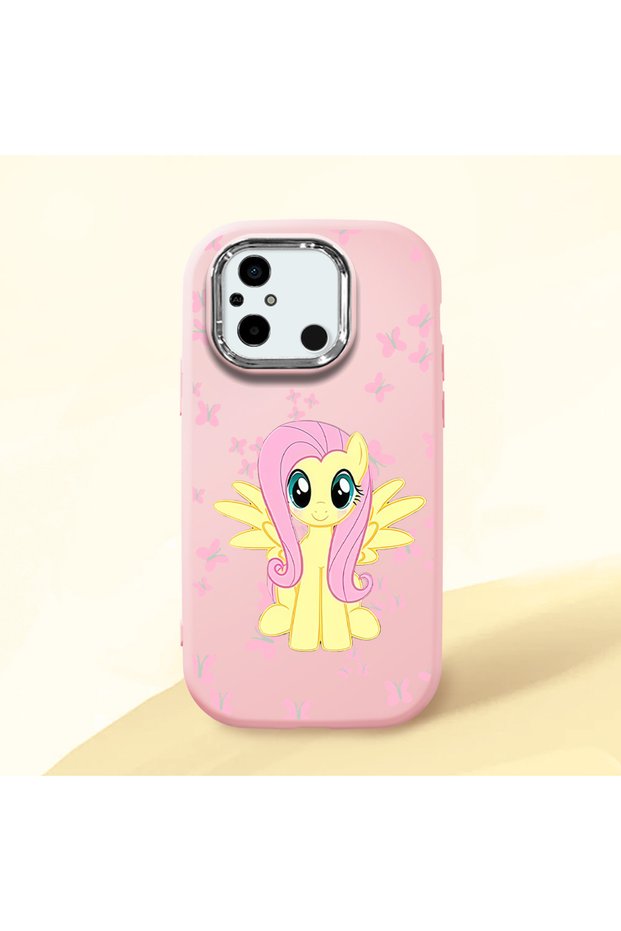 Poco C55 Compatible Shock-Absorbing Camera Protected Pink Silicone Case Fluttershy