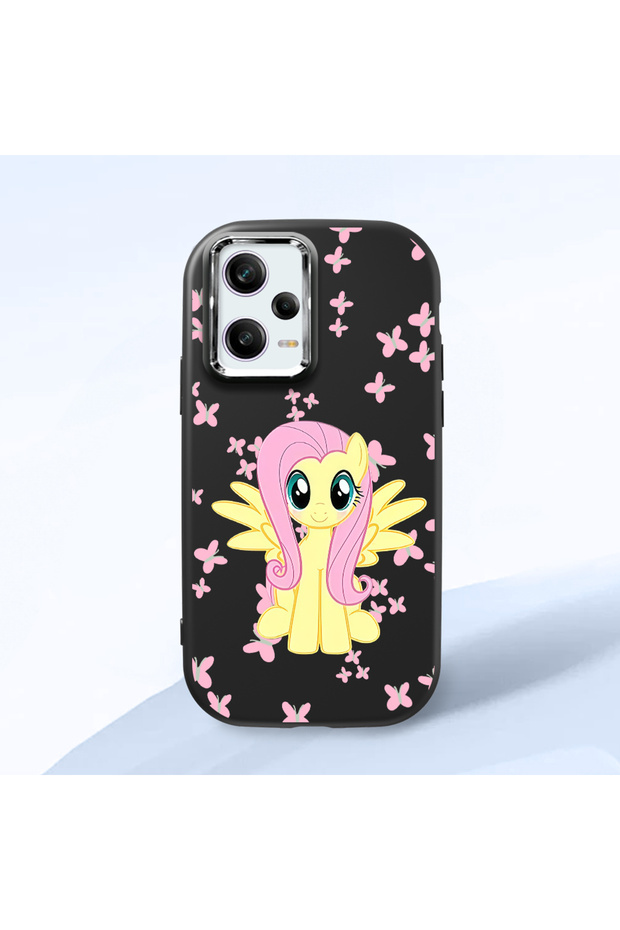 Redmi Note 12 Pro Speed Compatible Shock-Absorbing Camera Protected Black Silicone Case Fluttershy