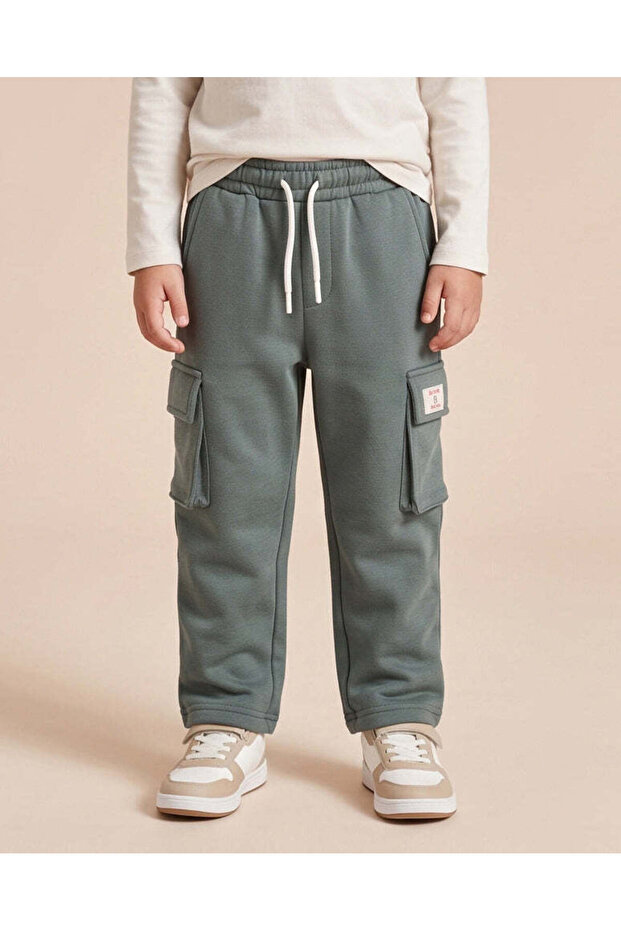 Boys Dark Green Cargo Pocket Jogger Trousers