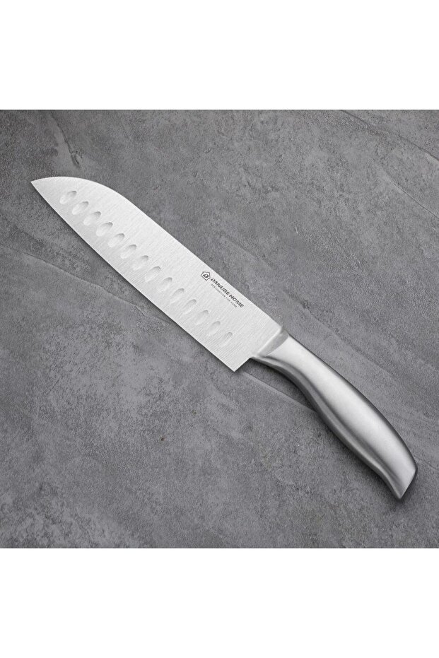 Celina Santoku Knife 7 Inch Silver, Stainless Steel, Knife And Cutting Board