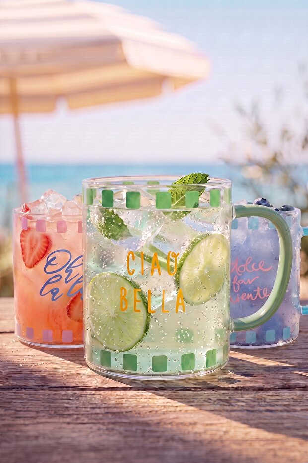 Vicenza Set of 3 Glass Cups with Handles - 400 ml