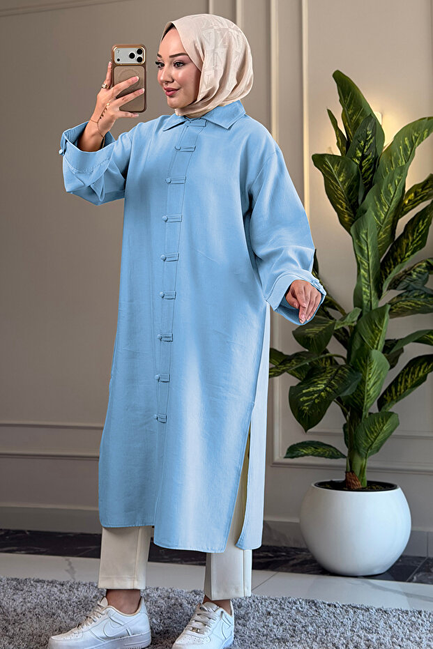 6596 - Comfortable and Stylish Zippered Soft Modal Fabric Long Women's Tunic