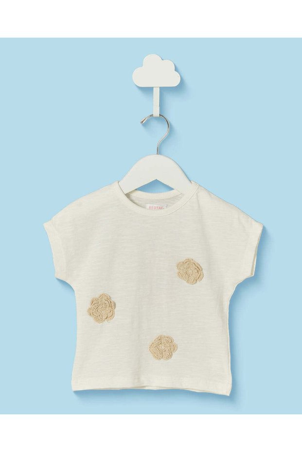 Infant Girls White Crochet Flower T-Shirt