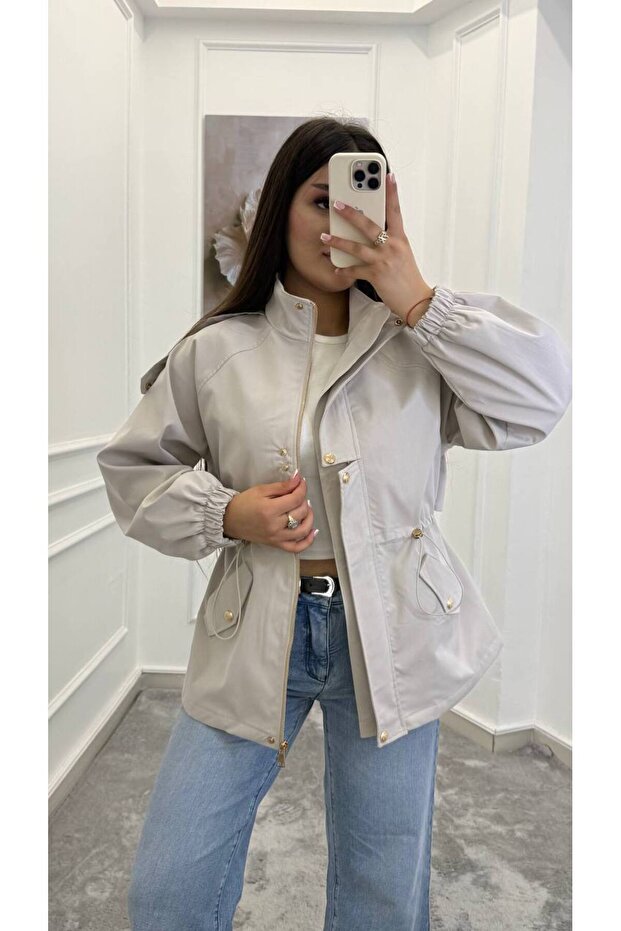 Imported Fabric Jacket with Elastic Waistband and Lining