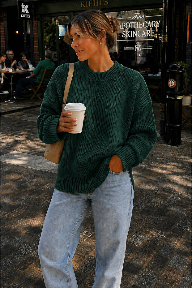 Women's Premium Oversize Soft Crew Neck Knitwear Sweater