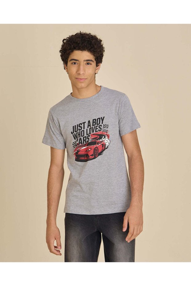 Senior Boys Grey Car Graphic T-Shirt