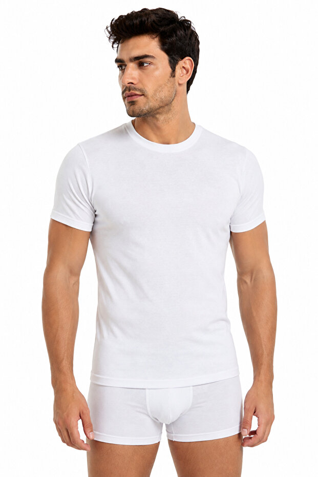 Yildiz Çamaşir 3-Pack 100% Cotton Ribbed Fabric Doctor Collar Men's Undershirt T-Shirt