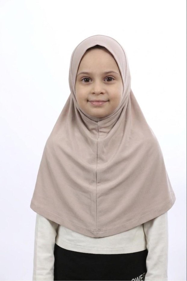 Girl's One-Piece Hijab - Ready-To-Wear Hijab Scarf - Practical Snap-On Hijab | Flexible Sandy Fabric Daily & Prayer Headscarf (6-11 Years)