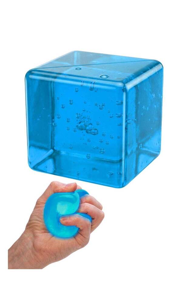 Stretchy Gel Nice Cube Heavy-Duty Squishy Fidget Toy for Big Hands & Adults, Ultra-Firm Gel for Stress Relief & Sensory Focus (Blue)