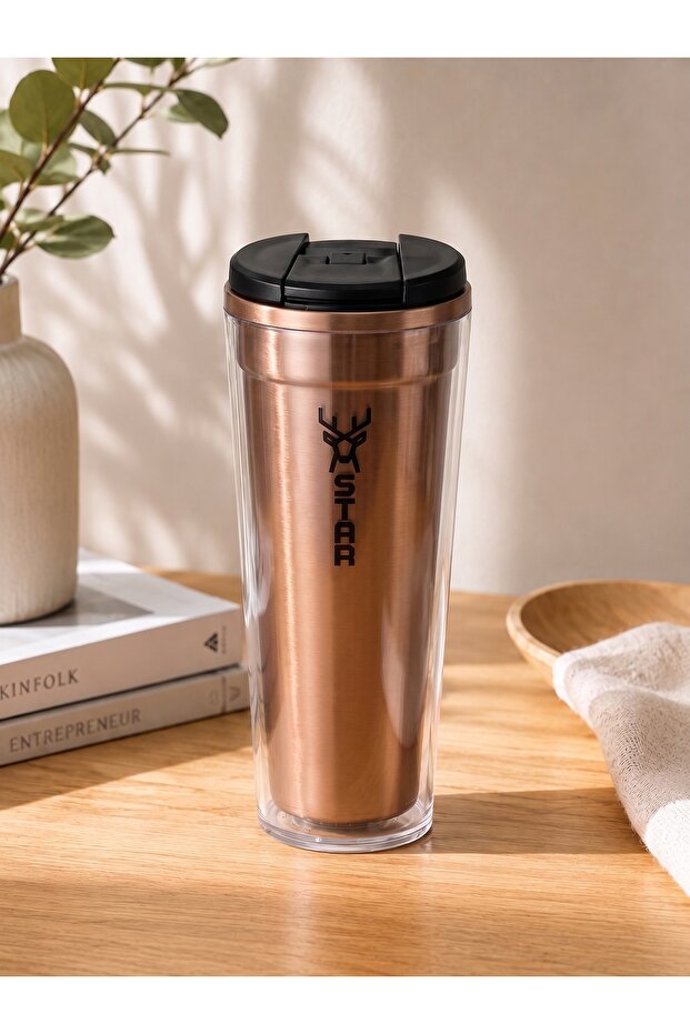 Double Wall Insulated Thermos Cup / Mug - Travel and School Cup with Leak-Proof Lid 350 ml