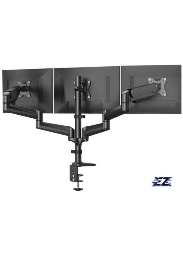 Triple Monitor Mount for 17-32 Inch Screens – Height Adjustable Monitor Arm, Holds 8kg per Arm, Black