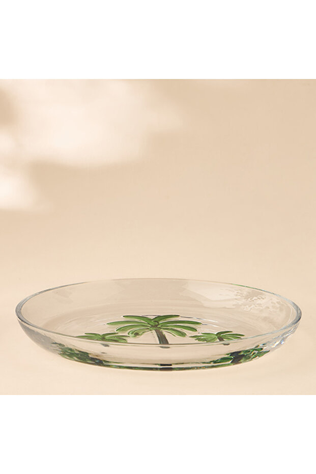 Palm Tree Debossed Glass Plate - 21x2 cms