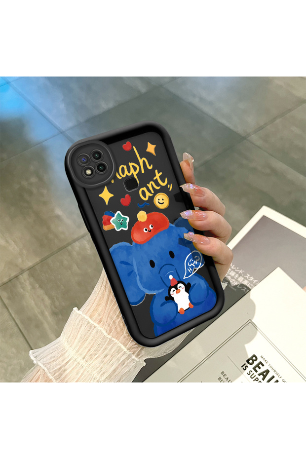Redmi 9C/10A Compatible Black Silicone Case with Shockproof Camera Protection