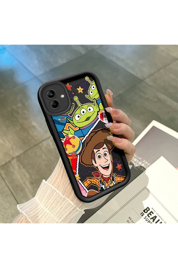 Samsung Galaxy A04 Compatible Black Silicone Case Shockproof with Camera Protection Cartoon