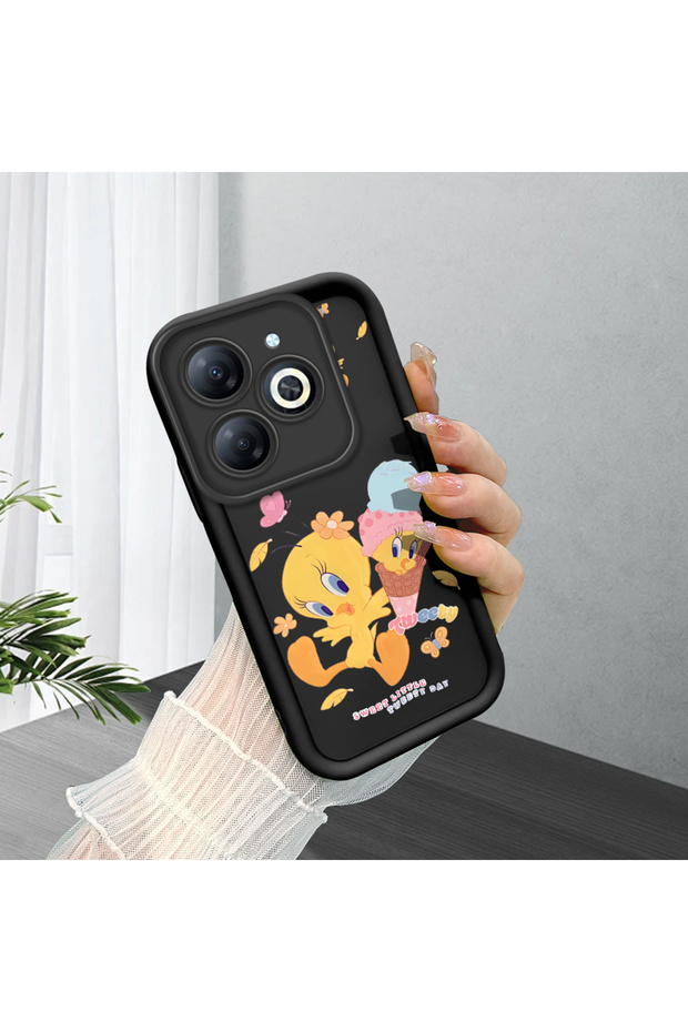 Infinix Hot 40I Compatible Black Silicone Case with Shockproof Camera Protection